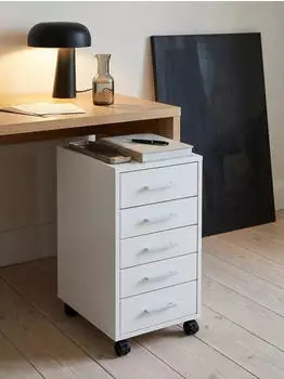KADIMA DESIGN Rollcontainer mit Rollen, 5 Schubladen, wei&szlig;, 33x38x63cm