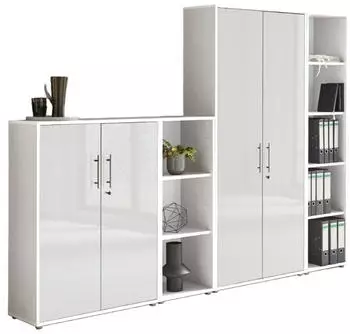 moebel-dich-auf TABOR 4 Aktenschrank wei&szlig;/wei&szlig; Hochglanz, abschlie&szlig;bar (VKE.TSW4WWhg)