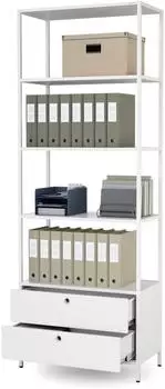 Jan Nowak B&uuml;roregal mit Schubladen, Metall, wei&szlig;, 800&times;2200&times;400mm (2453)