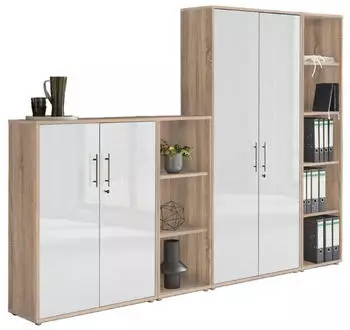 moebel-dich-auf TABOR 4 Aktenschrank abschlie&szlig;bar, Sonoma Eiche/wei&szlig; Hochglanz (VKE.TSW4ESWhg)