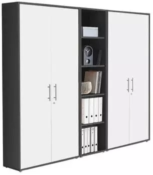 Mid.you Office Edition SW SET 10 Aktenschrank-Set, anthrazit/wei&szlig;, 12 F&auml;cher, 212,9x185,6x33cm (001067017704)