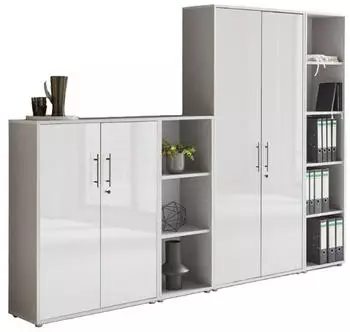 moebel-dich-auf TABOR 4 Aktenschrank abschlie&szlig;bar, lichtgrau/wei&szlig; Hochglanz (VKE.TSW4LW)