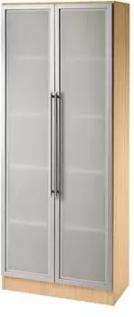 Hammerbacher B&uuml;roschrank 5 Ordnerh&ouml;hen 800x420x2004mm Buche/Silber mit Glast&uuml;ren (7100G6S)