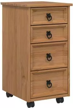 vidaXL Corona Rollschrank mit Schubladen, honigbraun