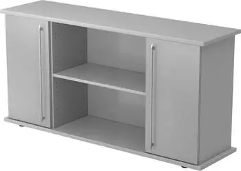 Hammerbacher Sideboard SB 2OH 2 T&uuml;ren 166,1x44,8x84cm grau/silber (SB2T/5/S)