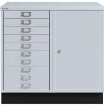 Bisley MultiDrawer Kombischrank 10 Schubladen, Fl&uuml;gelt&uuml;r, lichtgrau (LKOM645)