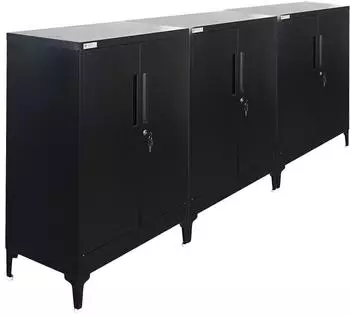 Proregal ELEPHANT Fl&uuml;gelt&uuml;renschrank mit Beinen, 2 T&uuml;ren, abschlie&szlig;bar, 103x80x40cm, schwarz, Stahl (3er-Pack)