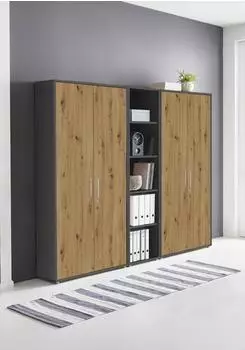 Mid.you Office Edition SW SET 10 Aktenschrank-Set 12 F&auml;cher, Anthrazit/Eiche Artisan (001067017705)