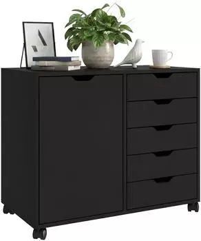 Relaxdays Rollcontainer 5 Schubladen & 2 F&auml;cher, 65x78x40cm, schwarz (10052412_46)