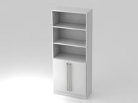 Regal 5 OH 80x42x200,4cm 2 T&uuml;ren unten Sockelblende Griff CE Wei&szlig;/Wei&szlig;