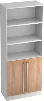 Hammerbacher SOLID Kombischrank wei&szlig;/Nussbaum 80cm/5OH Chromgriff