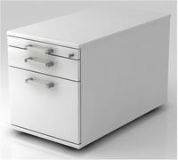 Hammerbacher Rollcontainer 80cm 1 Schub 1 H&auml;ngeregistratur Schloss Chromgriff Wei&szlig;