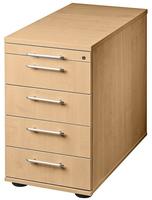 Standcontainer 80cm 4 Schub Schloss Chromgriff Buche