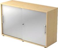 Schiebet&uuml;rschrank Derie 9 2 OH BxTxH 120x40x74,8cm Griff RE Ahorn/Silber