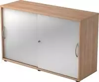Hammerbacher-Schiebet&uuml;renschrank 2 OH BM Nussbaum/Silber-V1752S/N/S/BM