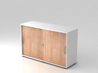 Hammerbacher-Schiebet&uuml;renschrank 2 OH BM Wei&szlig;/Nussbaum-V1752S/W/N/BM