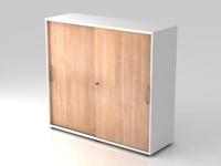 Hammerbacher-Schiebet&uuml;renschrank 3 OH BM Wei&szlig;/Nussbaum-V1753S/W/N/BM