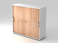 Schiebet&uuml;renschrank Serie 9 3OH BxTxH 120x40x110cm Griff CE Wei&szlig;/Nussbaum