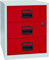mobiler Beistellschrank PFA, 3 Universalschubladen, Farbe Korpus lichtgrau, Fron