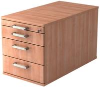 Hammerbacher Rollcontainer 80cm 3 Schub Schloss Chromgriff Nussbaum