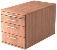 Hammerbacher Rollcontainer 80cm 3 Schub Schloss Relinggriff Nussbaum