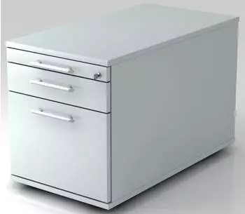 Hammerbacher TC20 Rollcontainer mit Hängeregister und Relinggriff Lichtgrau