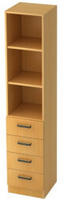 Regal 5 OH 40,6x42x200,4cm 4 Sch&uuml;be Sockelblende Griff SG Buche/Buche