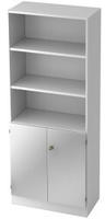 Regal 5 OH 2 OH 80x42x200,4cm T&uuml;ren Sockelblende Griff SG Wei&szlig;/Silber