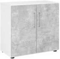 Hammerbacher Schrank Serie 9 2OH BxTxH 80x42x74,8cm Griff BS Wei&szlig;/Beton