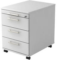 Hammerbacher-Rollcontainer 58cm, 3Sch&uuml;be,Schlo&szlig; BM Wei&szlig;-VAC30/W/W/BM