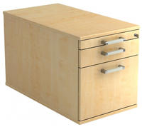 Rollcontainer 80cm 1 Schub 1 H&auml;ngeregistratur Schloss Chromgriff Ahorn