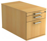 Rollcontainer 80cm 1 Schub 1 H&auml;ngeregistratur Schloss Chromgriff Buche