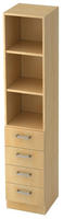 Regal 5 OH 40,6x42x200,4cm 4 Sch&uuml;be Sockelblende Griff CE Ahorn/Ahorn
