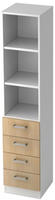 Regal 5 OH 40,6x42x200,4cm 4 Sch&uuml;be Sockelblende Griff CE Wei&szlig;/Eiche