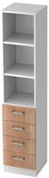Regal 5 OH 40,6x42x200,4cm 4 Sch&uuml;be Sockelblende Griff CE Wei&szlig;/Nussbaum