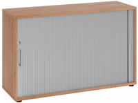 Hammerbacher-Rollladenschr.hor. 2OH 120cm BS Nussba/Silber-V1732S/N/S/BS