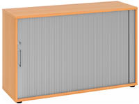 Hammerbacher-Rollladenschr.hor. 2OH 120cm BS Buche/Silber-V1732S/6/S/BS