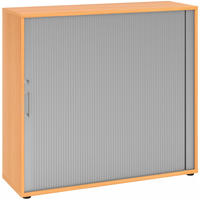 Hammerbacher-Rollladenschr.hor. 3OH 120cm BS Buche/Silber-V1733S/6/S/BS