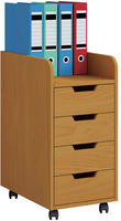 VCM Konal Maxi Kommode , B&uuml;roarchiv auf R&auml;dern 1 Regal und 4 Schubladen Buche