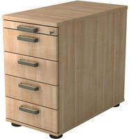 Standcontainer 80cm 4 Schub Schloss Streifengriff Nussbaum