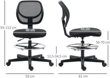 HomCom Ergonomischer Schreibtischstuhl (921-631V00BK) – HomCom Ergonomischer Schreibtischstuhl (921-631V00BK) für optimalen Sitzkomfort