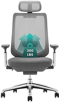 COLAMY Ergonomischer Mesh-Bürostuhl mit Kopfstütze/4D-Armlehnen Dunkelgrau