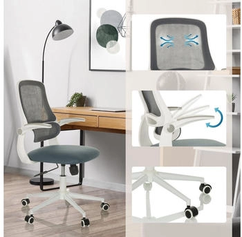 HJH Office Miko W ECO Bürostuhl mit klappbaren Armlehnen Grau (719255) – Optimale Unterstützung für Ihren Rücken