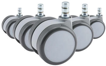 HJH Office ROLO MOVE 60 No-Noise Hartbodenrollen 11mm/60mm Stuhlrollen Weiß/Grau (447123)