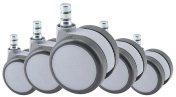HJH Office ROLO MOVE 60 No-Noise Hartbodenrollen 11mm/60mm Stuhlrollen Weiß/Grau (447123) – Optimale Bodenhaftung für sicheres Arbeiten