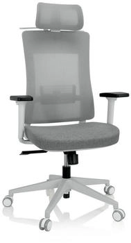 HJH Office COMFIO WMH Bürostuhl ergonomisch mit verstellbarer Lordosen- & Kopfstütze Grau (810038)