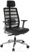 B&uuml;rostuhl / Chefsessel SPINIO ELITE L R&uuml;cken Netzstoff / Sitz Leder schwarz hjh
