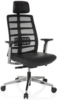 HJH Office SPINIO ELITE L Ergonomischer B&uuml;rostuhl Leder/Netz Schwarz (883002)