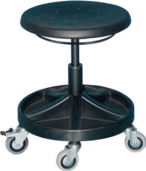 Lotz Lagertechnik & Arbeitsstühle Drehhocker mit Rollen PU-Schaum schwarz (3528.11-Ring-FS2)