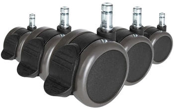 HJH Office ROLO STOP Stuhlrollen f&uuml;r Hartb&ouml;den mit Feststellbremse 11mm/65mm Schwarz (619033)